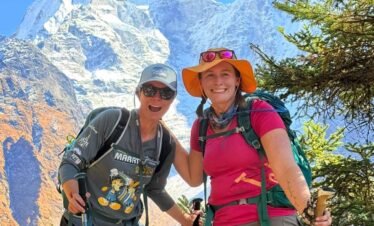 Mt. Kantega view with a tourist enjoying the scenery.