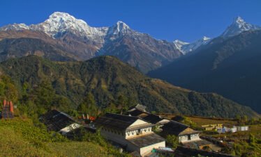 Ghandruk Village with Annapurna and Machapuchare Mountains in the Background