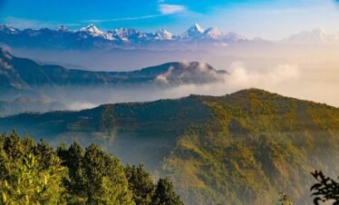 Breathtaking sunrise view of the Himalayas from Nagarkot, captured during the 3 Days Chisapani Nagarkot Trek in Nepal.