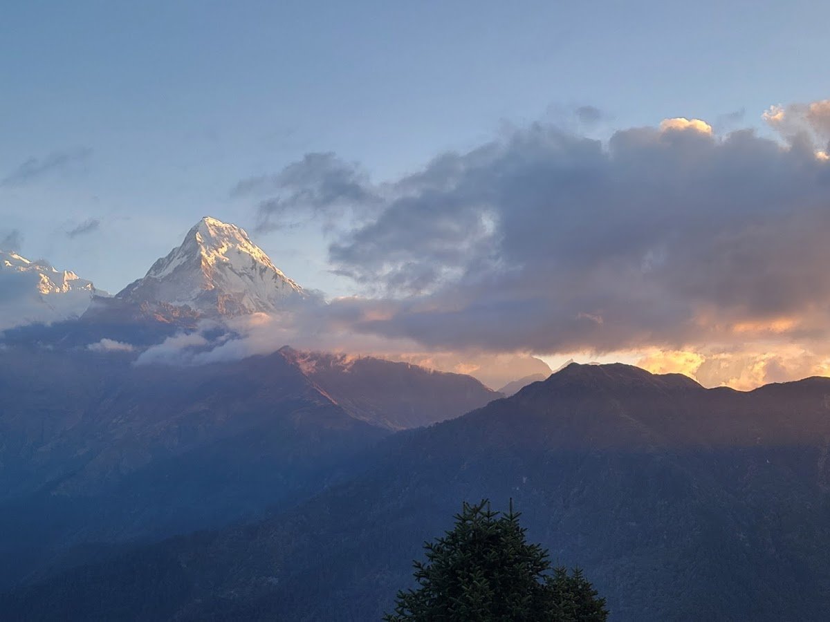 Clear autumn skies above Poon Hill Nepal October November