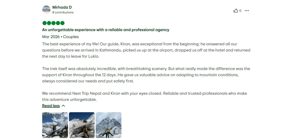 EBC trek company reviews on TripAdvisor