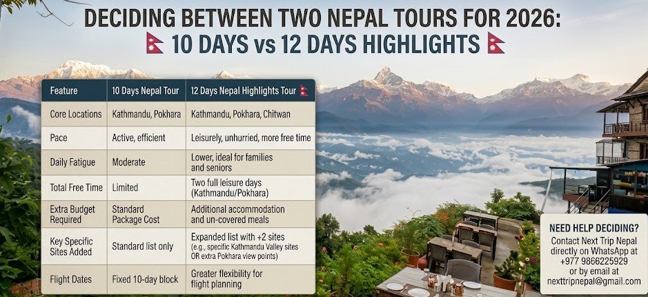 10 Days Nepal Tour vs 12 Days Nepal Highlights Tour