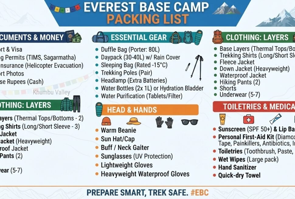 Everest Base Camp Packing List
