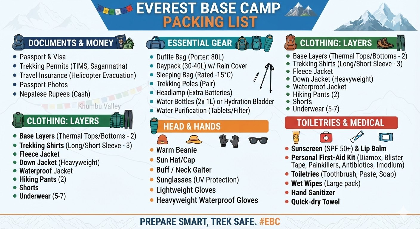 Everest Base Camp Packing List